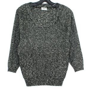 Wallace Madewell Womens Sweater Pockets 3/4 Sleeve Metallic Black Size XS LB